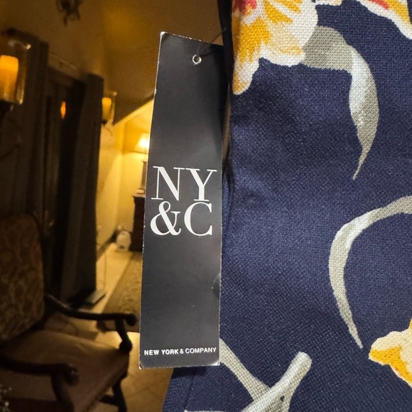 New York & Company Navy Floral Midi Dress - Picture 2 of 4